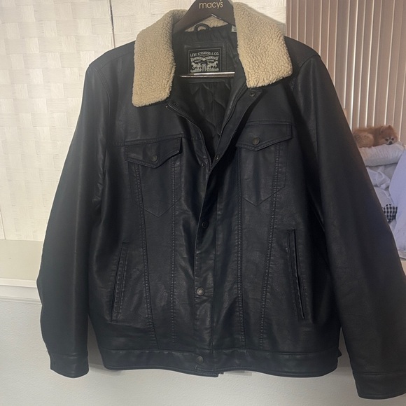 Levi's Other - Levi's Men's Navy Faux Leather Jacket with Sherpa Collar